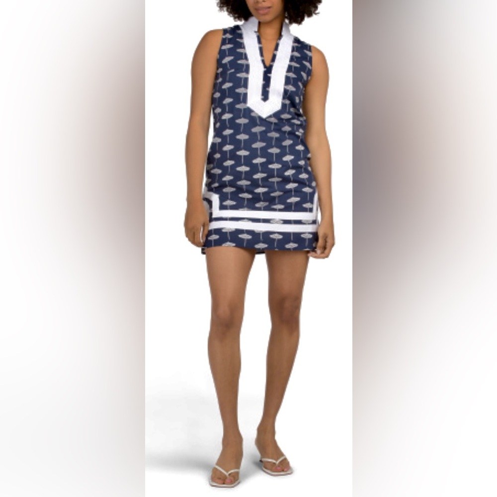 Sail to Sable NWT Umbrella Printed Signature Sleeveless Mini Tunic Dress Sz S
